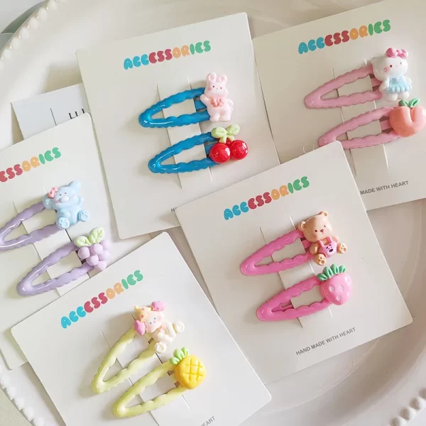 2pc Cute Cat Rabbit Cartoon Animal BB Hairpin Hair Clips for Girls Kids Childs Sweet Gift Hair Accessories Party Holiday Ornamen - Image 4