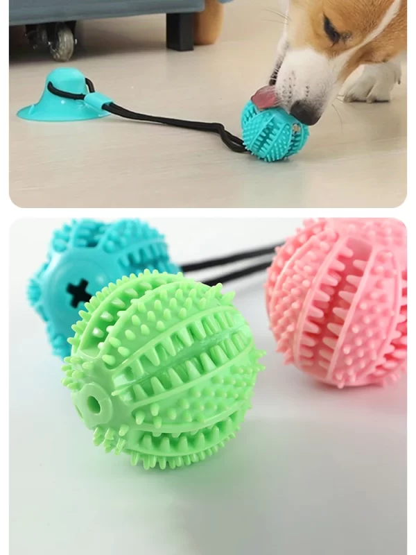 Interactive Suction Cup Dog Toy with Sound and Treat Dispensing - Durable Rubber Ball for Training and Tug-of-War Fun - Image 15