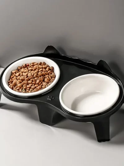1pc Cat Food Bowl Set Pet Drinking Water Feeding Integrated Food Bowl Overhead Cat Bowl Non-slip Stand Cat Bowl Rack