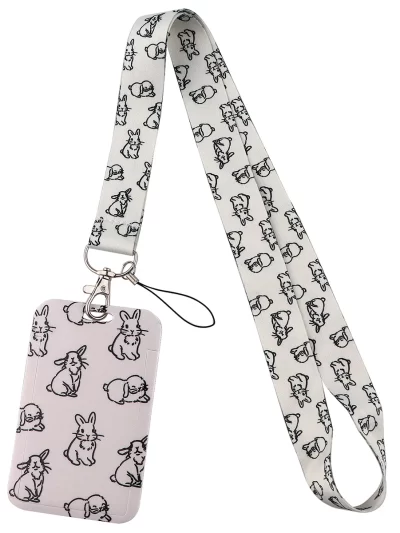 Cute Kawaii Rabbit Cartoon Neck Strap Lanyards for Key ID Card Gym Cell Phone Strap USB Badge Holder Rope Phone Accessories