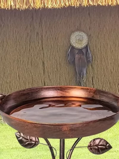 Garden Decor Iron Bird Feeder Plugin Large Capacity Convenient Bird Bathtub Durable Retro Bird Feeding Dish Container
