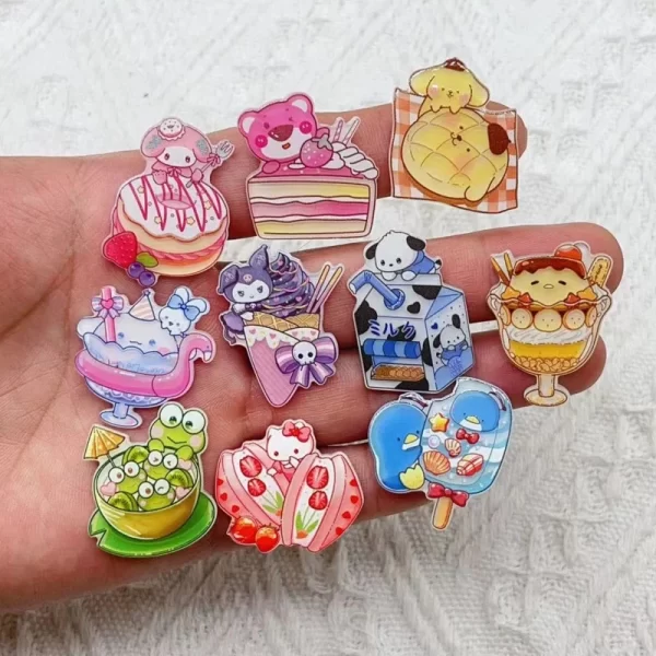 10 PCS New Kawaii Cartoon Animal kitten Rabbits, puppies Series Acrylic Flat DIY Jewelry Children Gift Hairpin Accessories