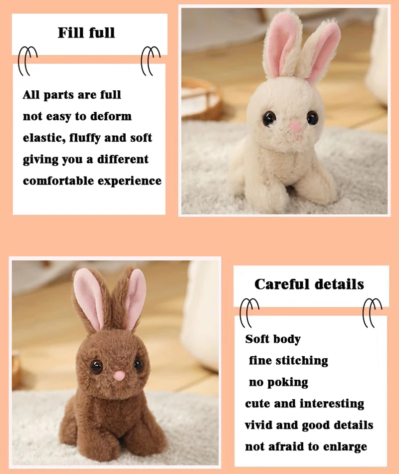 Rabbit plush toy plush animal rabbit doll simulation rabbit children's toys birthday Christmas gift girl boy - Image 17
