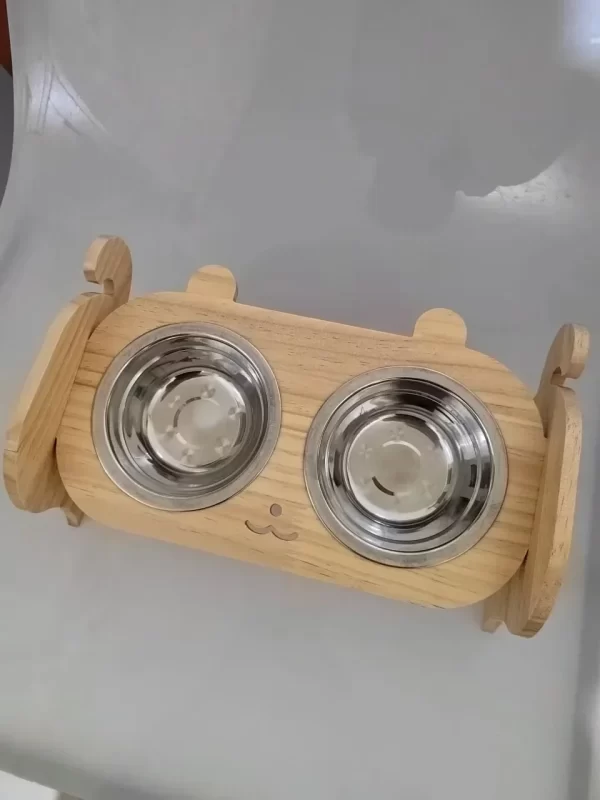 Elevated Pet Bowls Wooden Dog Waters Feed Container Tilted Single/Double Cat Utility Food Bowls Wooden Water Feeding Containers - Image 14