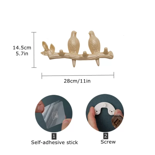 Birds On Tree Branch Decor Wall Mounted Coat Rack with Hooks for Coats Hats Keys Towels Bracket Art Hanger Backdoor Decorative - Image 9