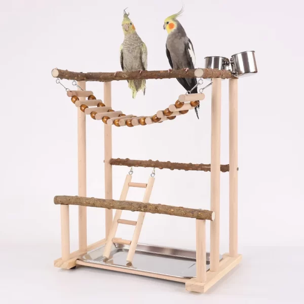 Budgies Cage Toy Stand Swing Parrots Feeding Cup Gym Toy Bridge Climbing Toy for Parakeets Cockatiel Dropshipping Bird Supplies