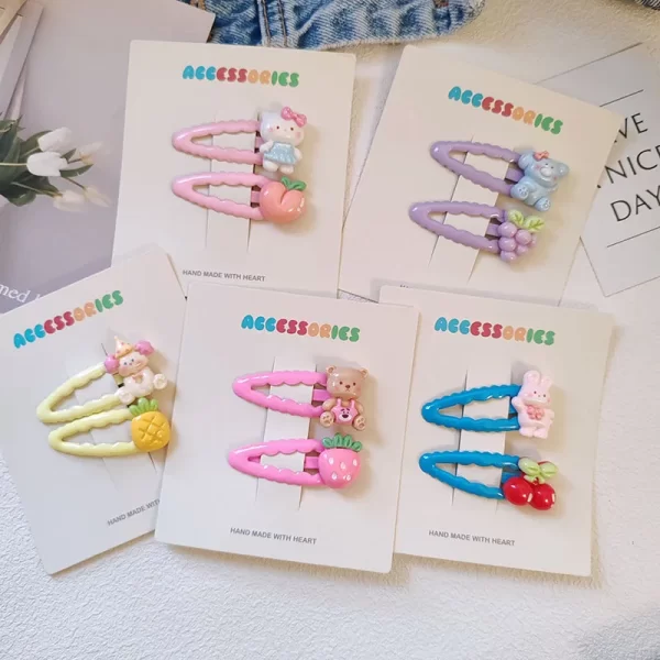 2pc Cute Cat Rabbit Cartoon Animal BB Hairpin Hair Clips for Girls Kids Childs Sweet Gift Hair Accessories Party Holiday Ornamen - Image 11