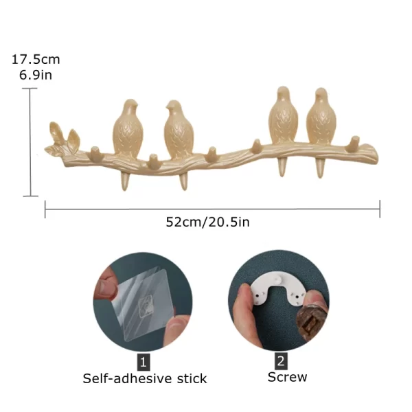 Birds On Tree Branch Decor Wall Mounted Coat Rack with Hooks for Coats Hats Keys Towels Bracket Art Hanger Backdoor Decorative - Image 17