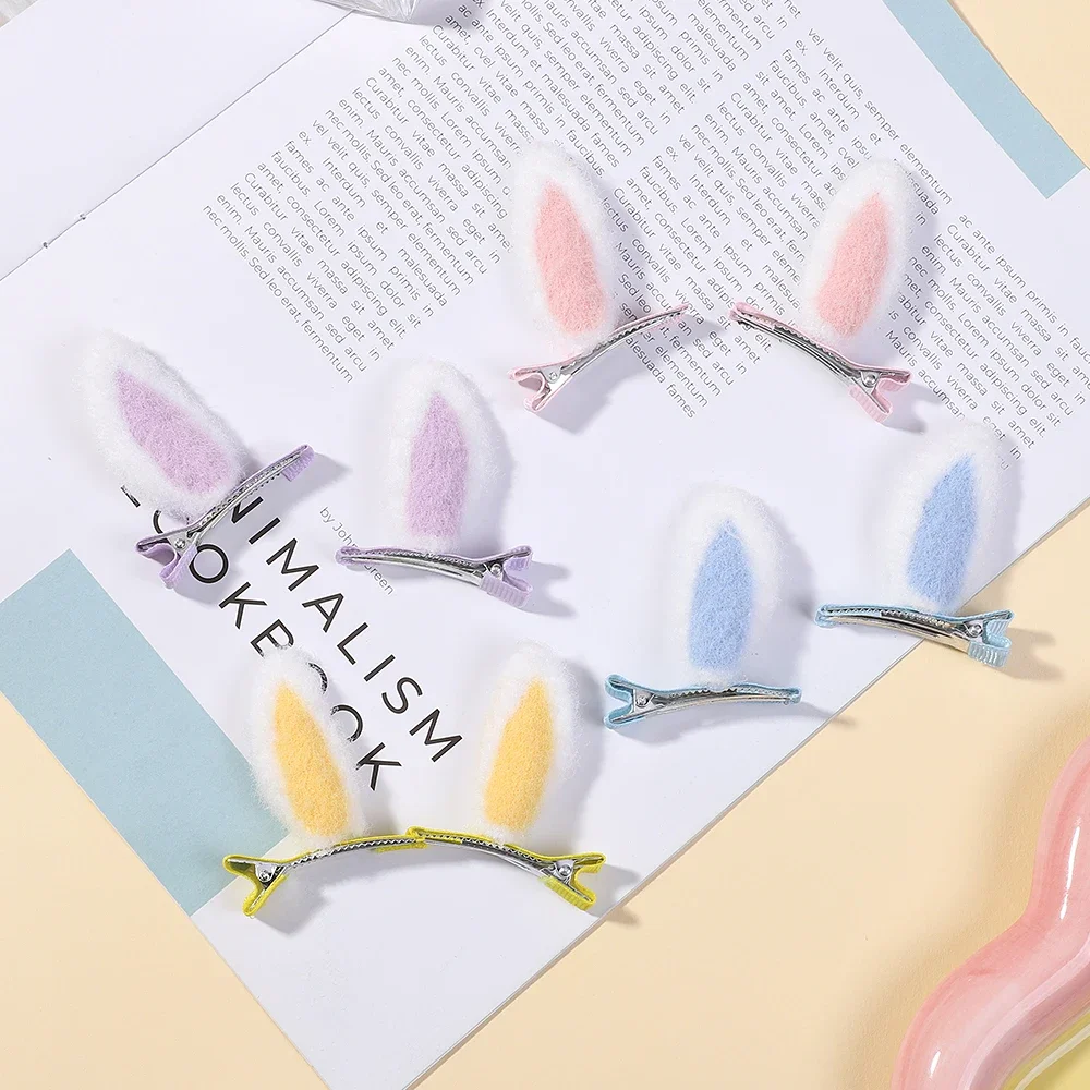 2Pcs/Set New Cute Solid Rabbit Ears Clips for Baby Girls Handmade Kawaii Barrettes Headwear Kids Hair Accessories - Image 19
