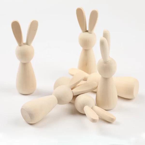 1pc Natural Wood Easter Day DIY Rabbit Animal DIY Handmade Craft Painting Materials Ornaments  Graffiti Accessories 8.8cm x 3cm - Image 3
