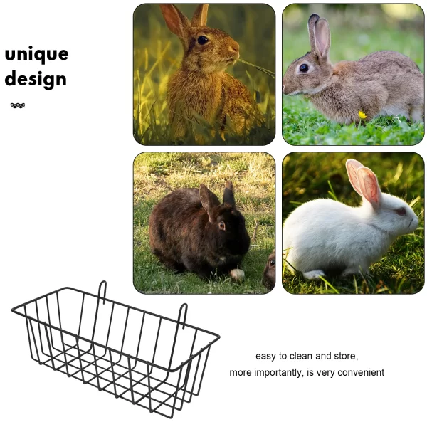 Rabbit Hay Feeder Bunny Convenient Accessories Daily Use Holder Wrought Iron Suspending - Image 5