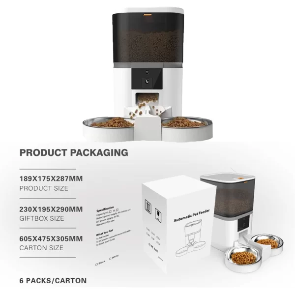 4L Automatic Cat Feeder Smart Pet Feeder For Cats Small Dogs Food Dispenser With Camera Recorder Timing Quantitative Double Bowl - Image 5