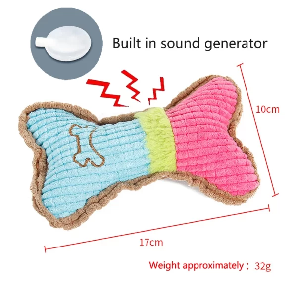 1pc Dog Squeaky Toys, Bones Plush Dogs Chew Toy for Small Medium Breed Puppy Aggressive Chewer Pets Puppy Playing Cleaning Teeth - Image 5