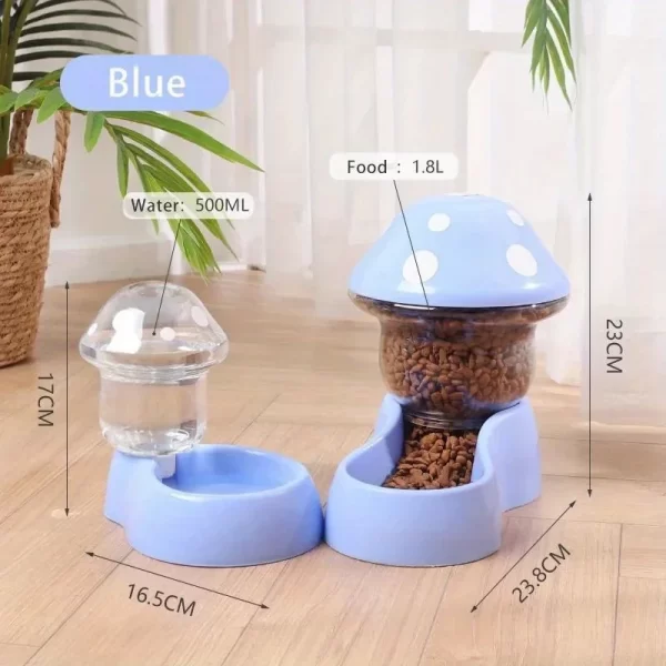 Cat Pet Automatic Feeder Water Dispenser Cute Mushroom Large Capacity Food Container Anti Spill Pet Bowl Water Storage supplies - Image 5