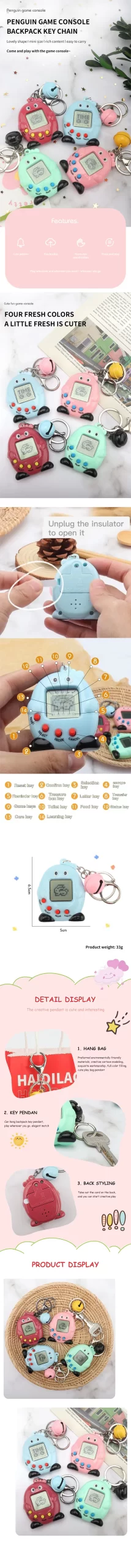 1PCs Tamagotchi Electronic Pets Gift Keyring Pets Toys Gift Penguins Mini Portable Retro Handheld Game - Image 8