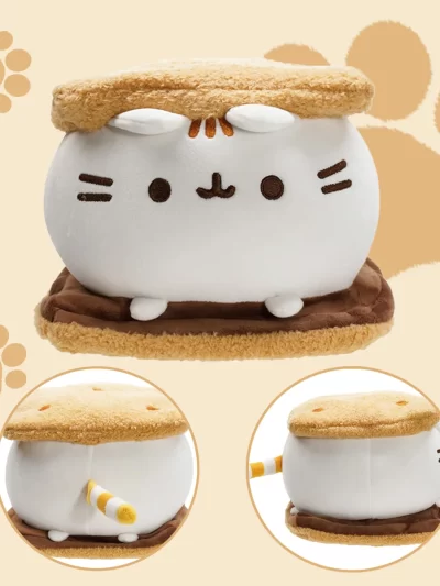 Kawaii Chocolate Cookie Fat Cat Plushies Soft Stuffed Animal Pillow Accompany Sleep Toy Home Decoration Toys Kids Birthday Gifts