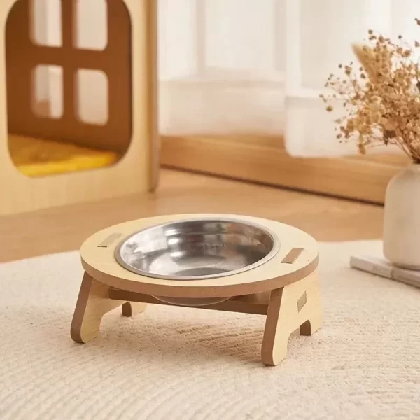 Elevated Pet Bowls Wooden Dog Waters Feed Container Tilted Single/Double Cat Utility Food Bowls Wooden Water Feeding Containers - Image 7