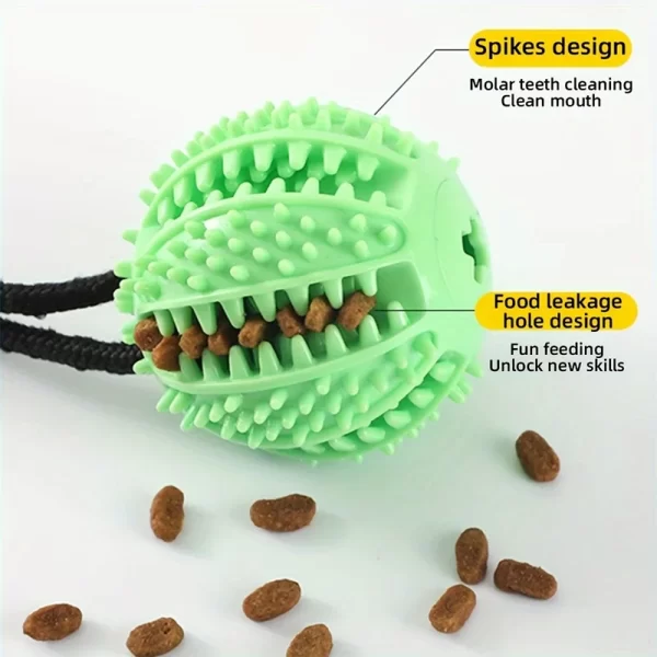Interactive Suction Cup Dog Toy with Sound and Treat Dispensing - Durable Rubber Ball for Training and Tug-of-War Fun - Image 2