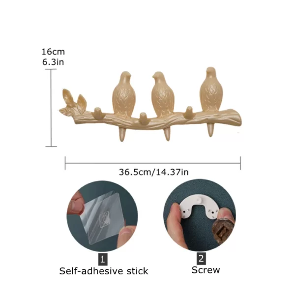 Birds On Tree Branch Decor Wall Mounted Coat Rack with Hooks for Coats Hats Keys Towels Bracket Art Hanger Backdoor Decorative - Image 13