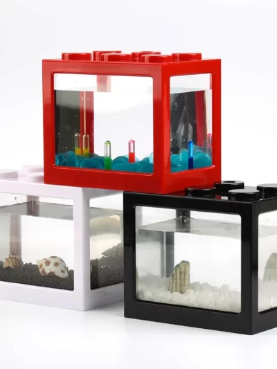Aquarium Fish Tank Creative Multicolor Stackable Building Blocks Ecological for Small Reptile Pet Box Landscape Seawedecoration