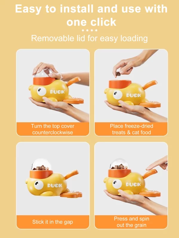 Pet Dog Yellow Duck Automatic Feeding Machine Cat Feeding Supplies Foodd Interactive Cat Leakage Toys Human Pet Interactive Toys - Image 8
