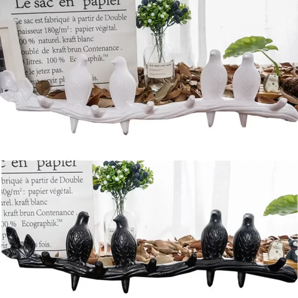 Birds On Tree Branch Decor Wall Mounted Coat Rack with Hooks for Coats Hats Keys Towels Bracket Art Hanger Backdoor Decorative - Image 6