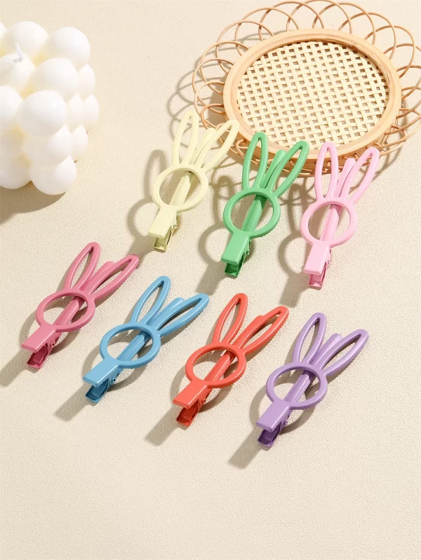 7pcs Matte Hair Clip Cute Rabbit Hairpins Non Slip Hair Barrettes Alligator Colorful Clips for Thick Hair Accessories for Gifts - Image 4