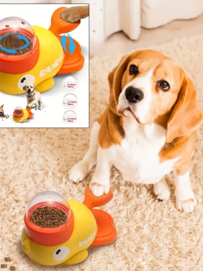 Dog food Feeder Cartoon Duck Design Pet Snack Puzzle Feeder Anti-Slip Puppy Automatic Dog Cat Food Dispenser Toy