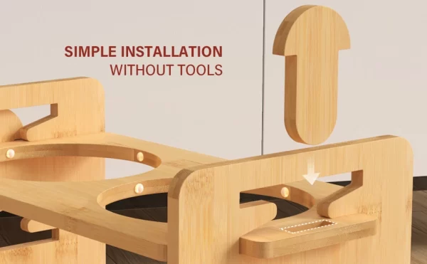 Bamboo Elevated Dog Bowls with Stand Adjustable Raised Puppy Cat Food Water Bowls Holder Feeder for Small Medium Pets - Image 15