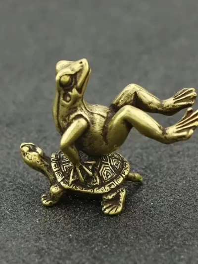 Antique Play Brass Tortoise Frog Miniature Statue Decoration Desk Decoration Home Decoration Bronze Sculpture Home Accessories