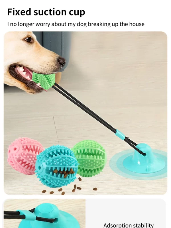 Interactive Suction Cup Dog Toy with Sound and Treat Dispensing - Durable Rubber Ball for Training and Tug-of-War Fun - Image 13