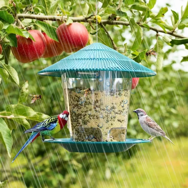 Bird Feeder Automatic Hanging Outdoor Garden Gazebo Wild Bird Feeding Container With Hang Rope House Decor Pet Supplies - Image 12