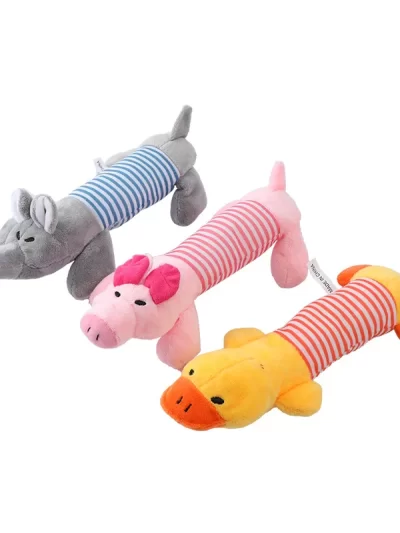 Cute Pet Dog Cat Plush Squeak Sound Dog Toys Funny Fleece Durability Chew Molar Toy Fit for All Pets Elephant Duck Pig