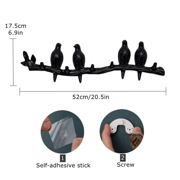 Birds On Tree Branch Decor Wall Mounted Coat Rack with Hooks for Coats Hats Keys Towels Bracket Art Hanger Backdoor Decorative - Image 16
