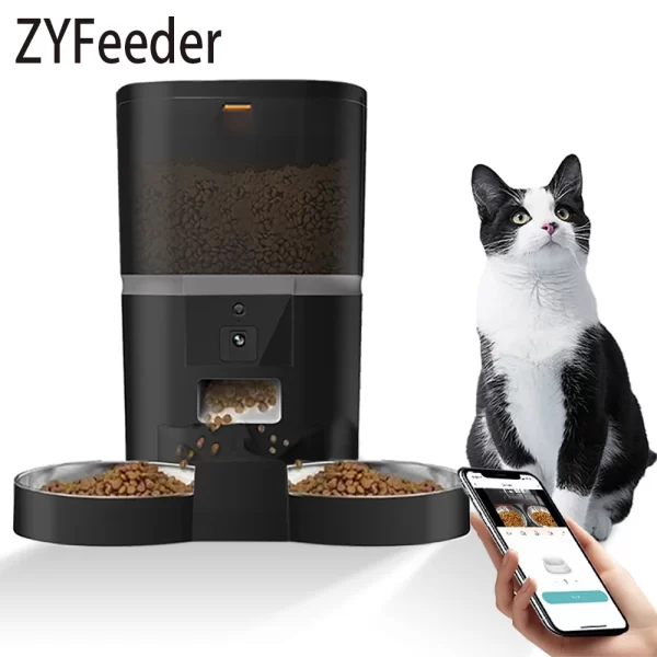 4L Automatic Cat Feeder Smart Pet Feeder For Cats Small Dogs Food Dispenser With Camera Recorder Timing Quantitative Double Bowl - Image 11