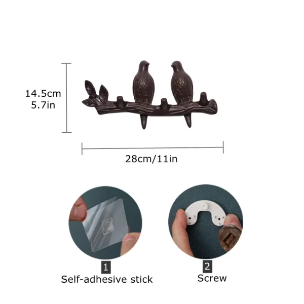 Birds On Tree Branch Decor Wall Mounted Coat Rack with Hooks for Coats Hats Keys Towels Bracket Art Hanger Backdoor Decorative - Image 10