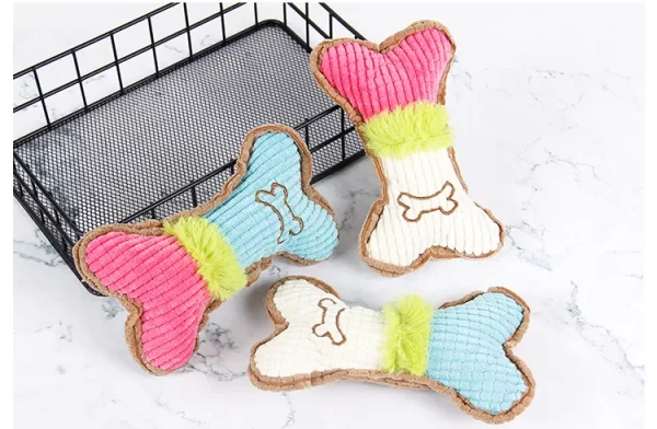 1pc Dog Squeaky Toys, Bones Plush Dogs Chew Toy for Small Medium Breed Puppy Aggressive Chewer Pets Puppy Playing Cleaning Teeth - Image 11