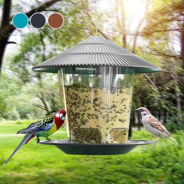 Bird Feeder Automatic Hanging Outdoor Garden Gazebo Wild Bird Feeding Container With Hang Rope House Decor Pet Supplies - Image 4