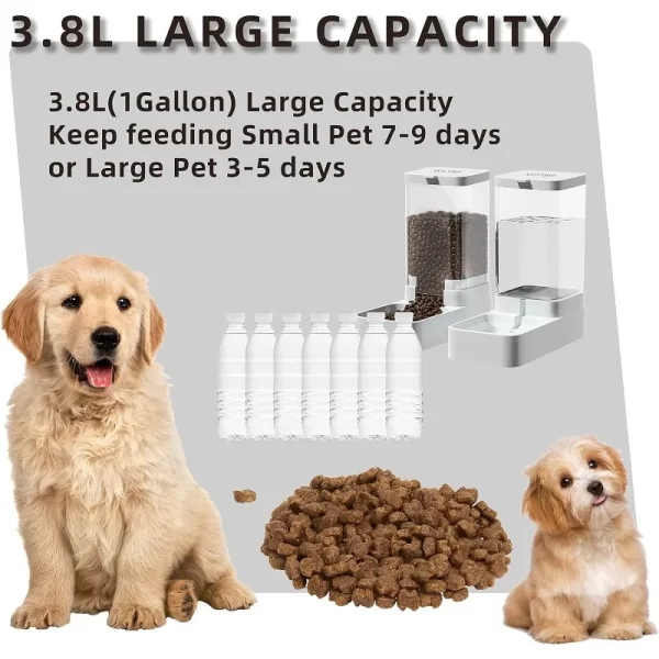 Pet Automatic Feeder Gravity Dispenser Food Storage Bucket Large Capacity Food Grade Materials Simple Cleaning for Cat Dog - Image 2