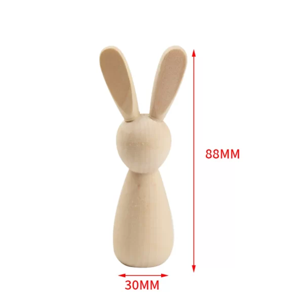 1pc Natural Wood Easter Day DIY Rabbit Animal DIY Handmade Craft Painting Materials Ornaments  Graffiti Accessories 8.8cm x 3cm - Image 2