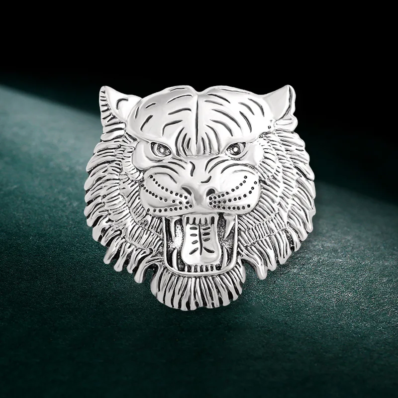 Retro Tiger Face Head Brooch Pin Metal Animal Brooches Men's Suit Shirt Badge Lapel Pins for Women Fashion Jewelry Accessories - Image 4
