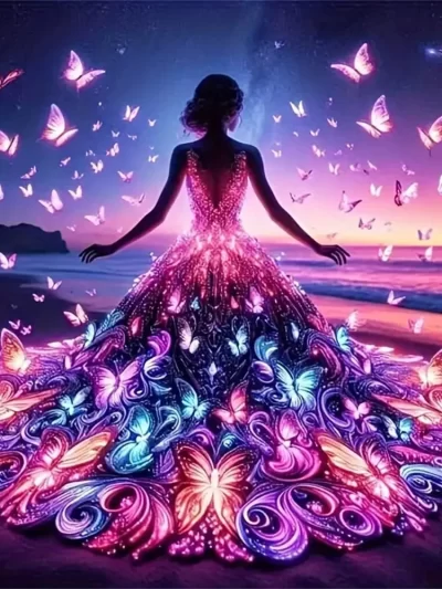 Huacan Full Drill Diamond Mosaic Woman Portrait Fantasy Diamond Painting Girl Portrait Starry Sky Embroidery Personalized Gift