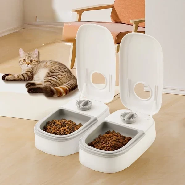 Pet Automatic Timing Feeder 700ML Large Capacity Dry Wet Food Container Electric Dog Double Dish Bowl For Cats Dogs Feeders Bowl - Image 3