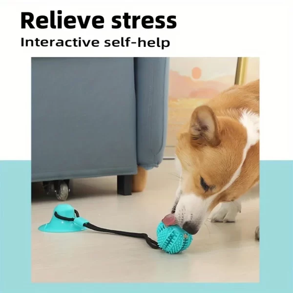 Interactive Suction Cup Dog Toy with Sound and Treat Dispensing - Durable Rubber Ball for Training and Tug-of-War Fun - Image 5