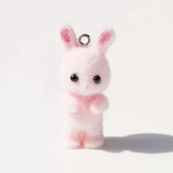 30pcs 3D Cartoon Rabbits Charms Flocking Animal Pendants For Making Bracelet Necklace Keychain Handmade Accessories Supplies - Image 12