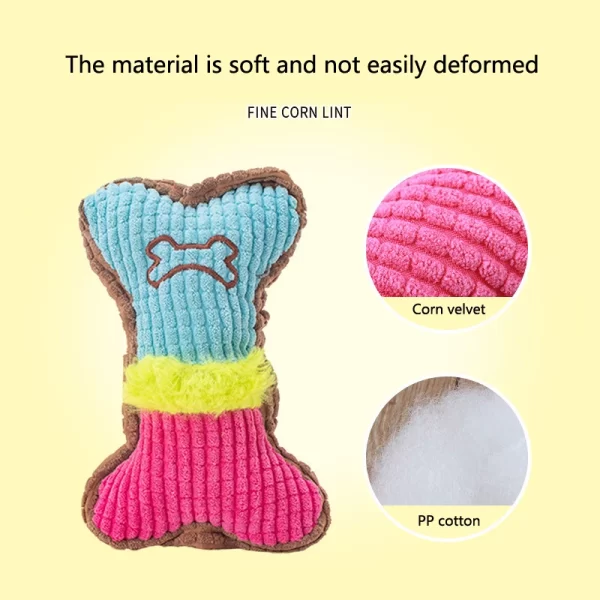 1pc Dog Squeaky Toys, Bones Plush Dogs Chew Toy for Small Medium Breed Puppy Aggressive Chewer Pets Puppy Playing Cleaning Teeth - Image 2