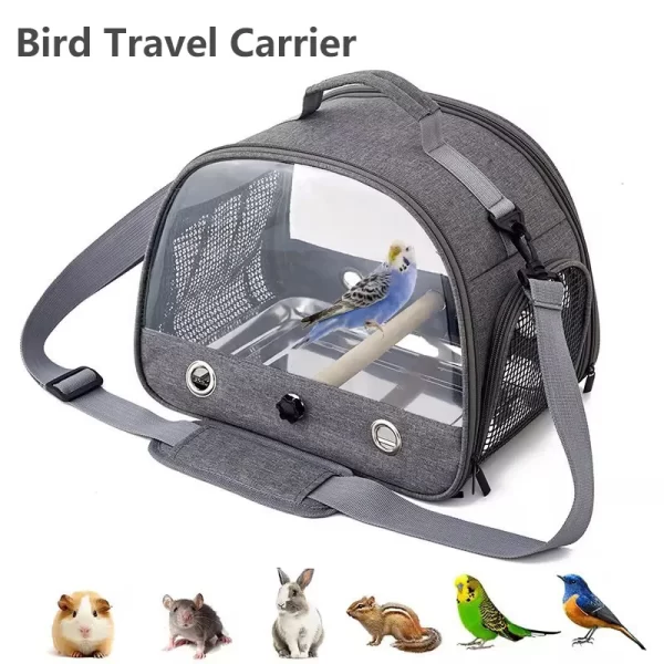Bird Travel Carrier Portable Transport Bird Cage With Stainless Steel Tray Small Pet Multi-functional Parrot Bird Bag Outdoor - Image 2