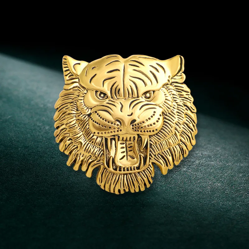 Retro Tiger Face Head Brooch Pin Metal Animal Brooches Men's Suit Shirt Badge Lapel Pins for Women Fashion Jewelry Accessories - Image 3