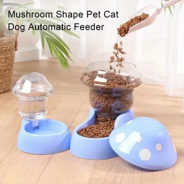 Cat Pet Automatic Feeder Water Dispenser Cute Mushroom Large Capacity Food Container Anti Spill Pet Bowl Water Storage supplies - Image 3