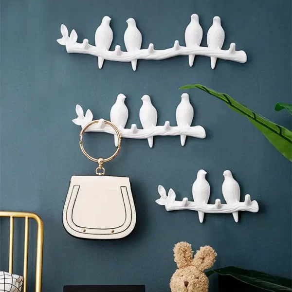 Birds On Tree Branch Decor Wall Mounted Coat Rack with Hooks for Coats Hats Keys Towels Bracket Art Hanger Backdoor Decorative - Image 2